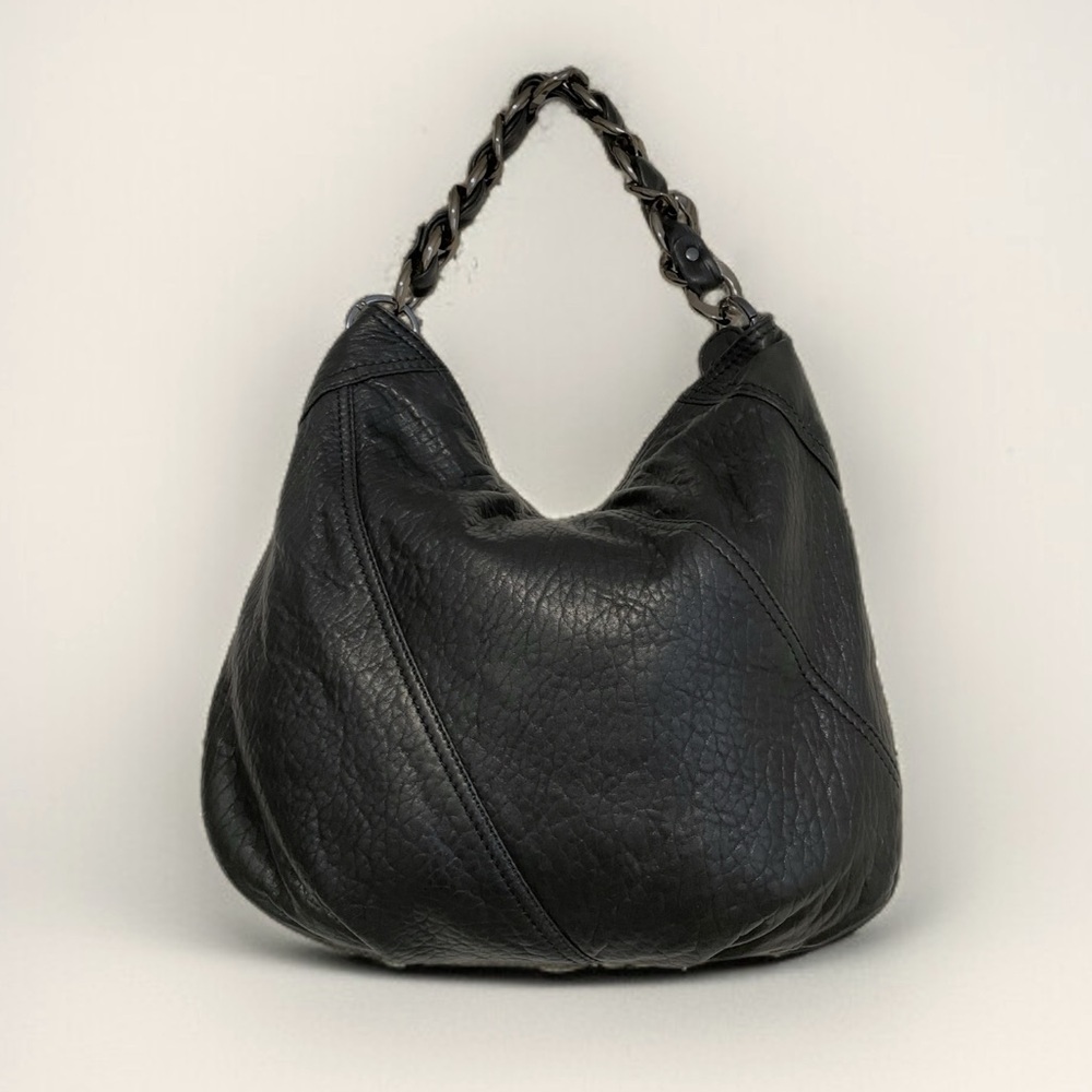 Michael Kors Leather Hobo Shoulder Bag In Black